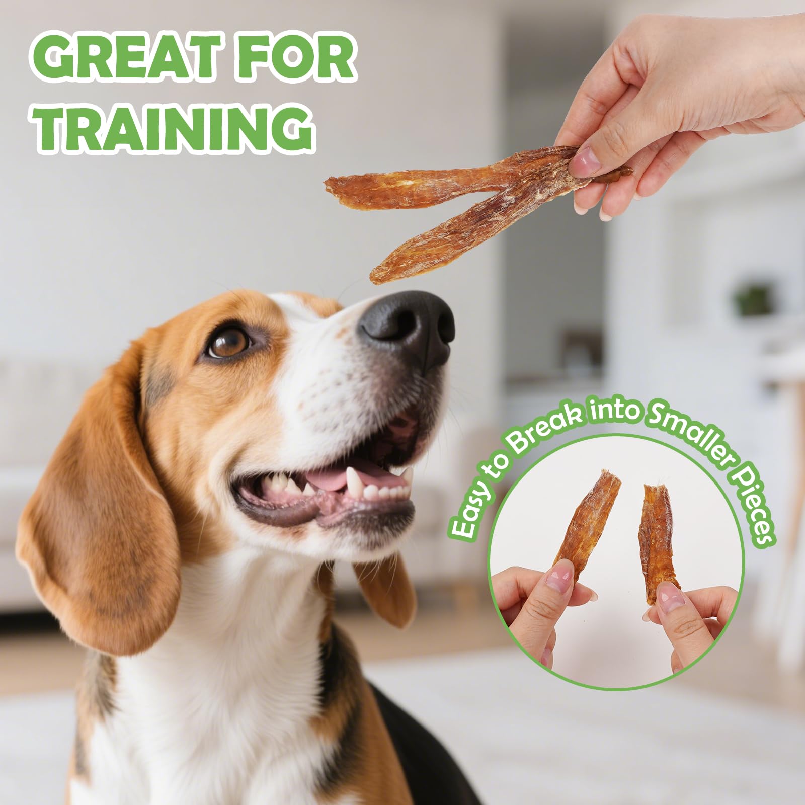 MON2SUN duck jerky serving for small dogs boosts gentle reward sessions