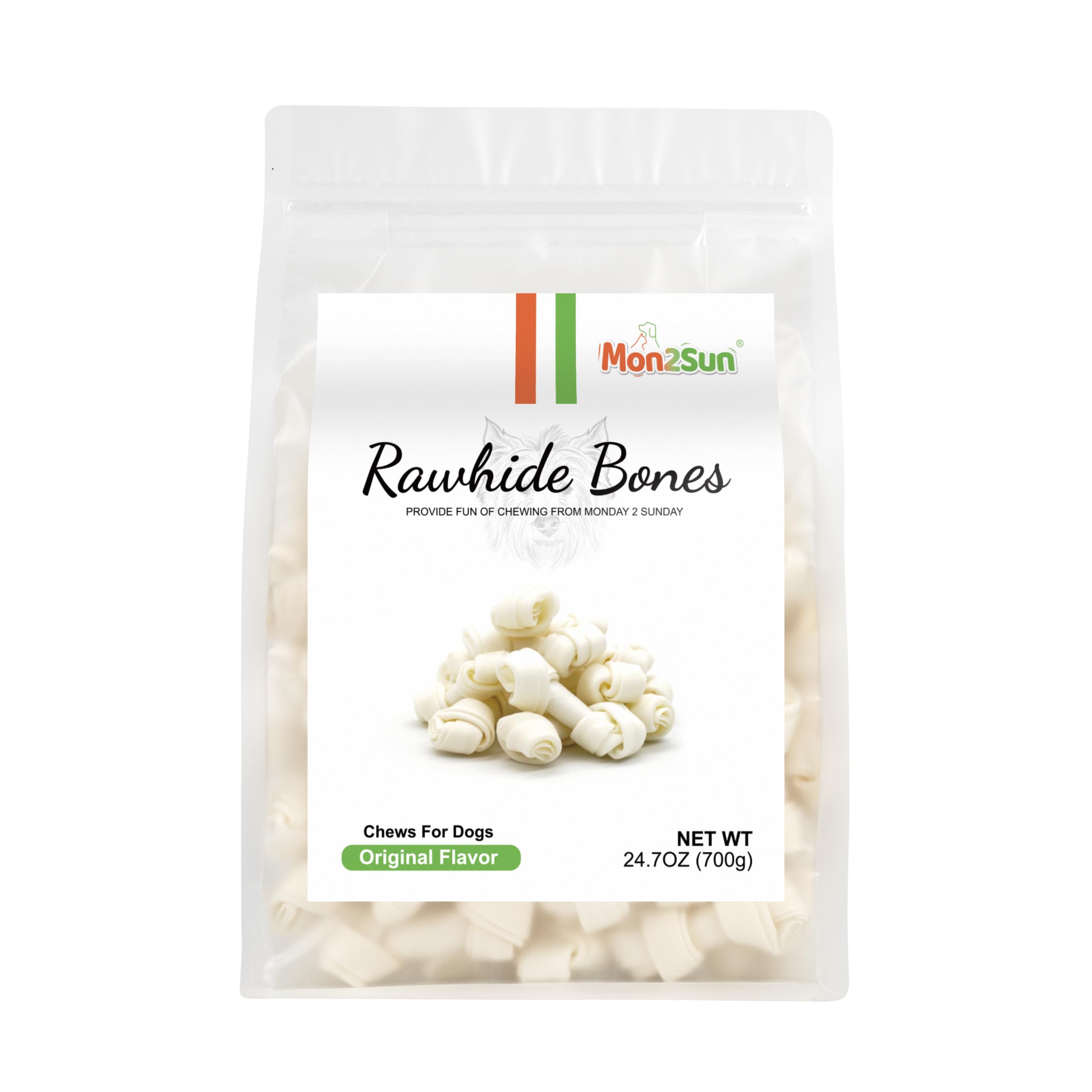 MON2SUN fresh-breath rawhide chews support enjoyable after-dinner cuddle time.