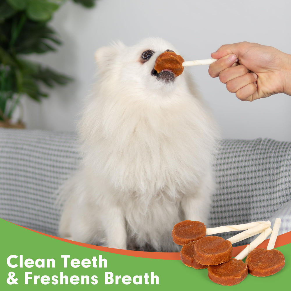 MON2SUN Lollipop 4.5-inch chew illustration suggests steady chewing session.