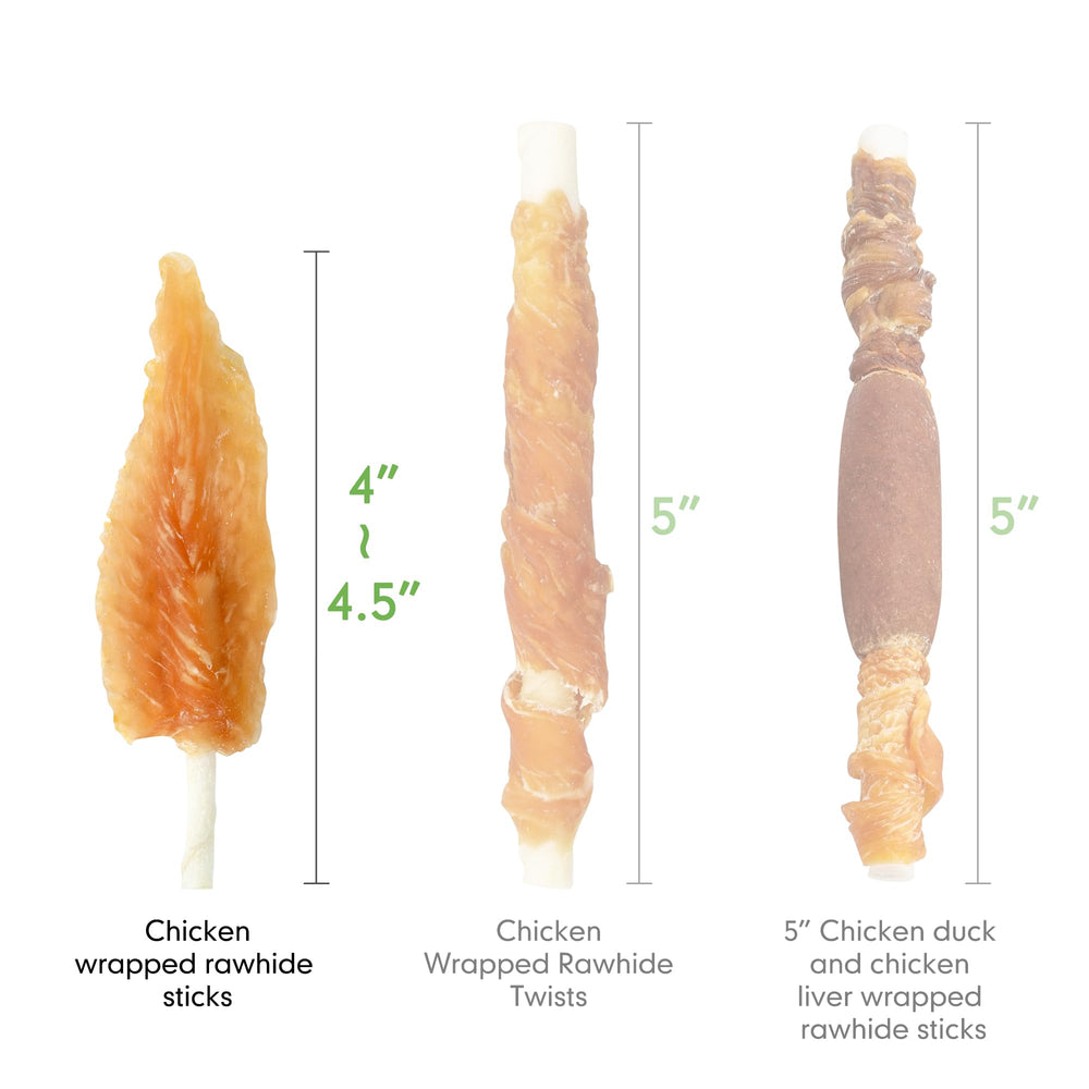 MON2SUN natural ingredients rawhide chew features real chicken wrapped around rawhide.