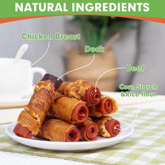 MON2SUN triple flavor 3-inch rolls ideal for training rewards for small dogs