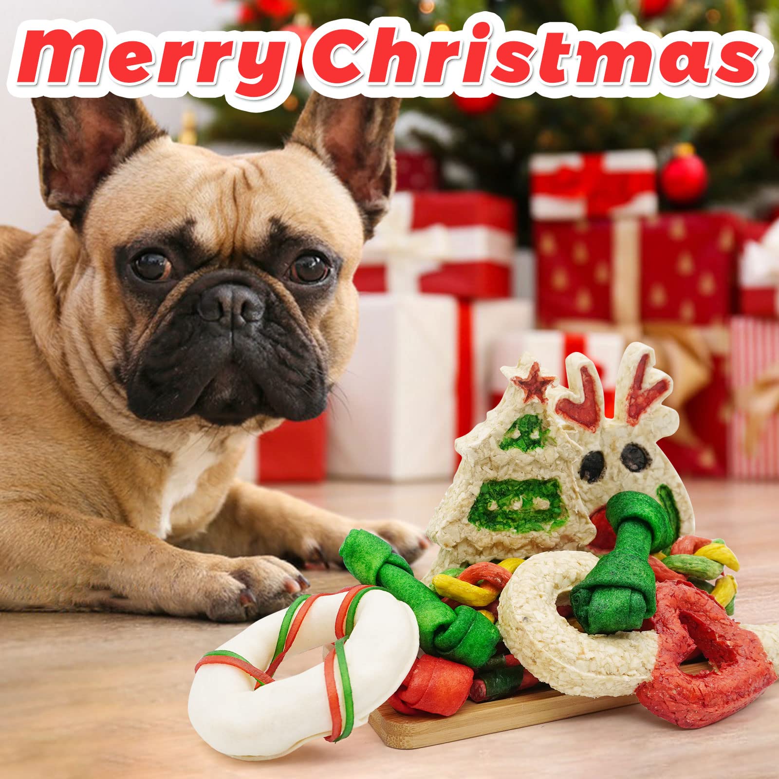 MON2SUN three small rawhide bones for canine dental-friendly chewing