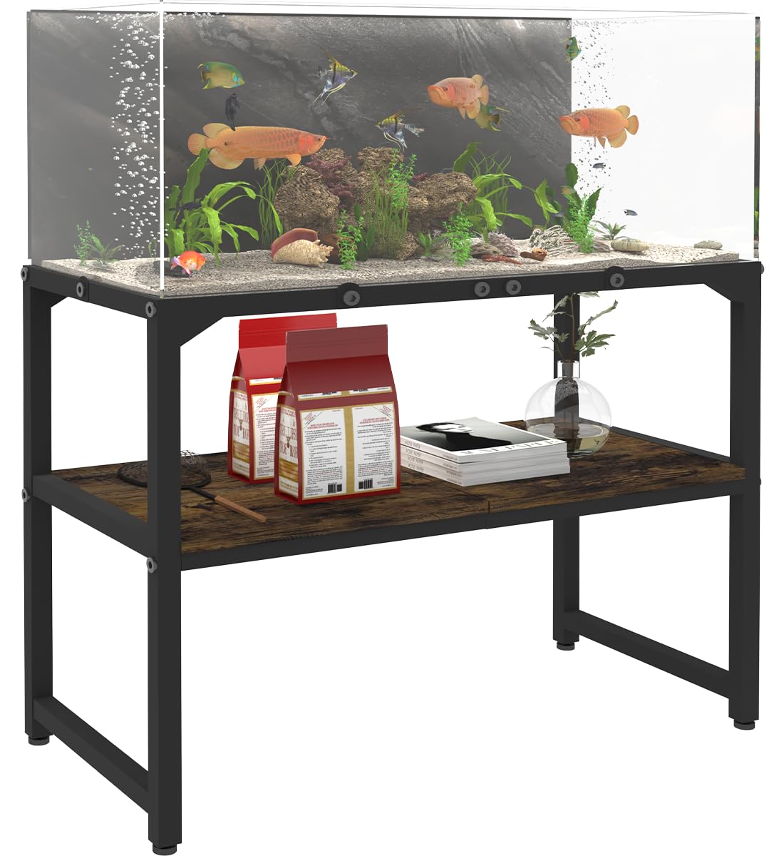 Mondazie 30 gallon rimless stand top view shows sturdy cross-frame for reliable aquarium support