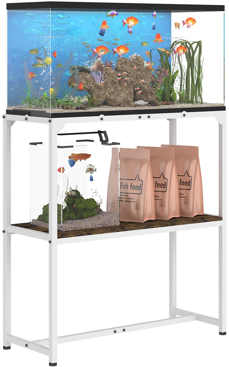 Mondazie 30gal fish tank stand front view highlights sturdy two-tier storage for organized space
