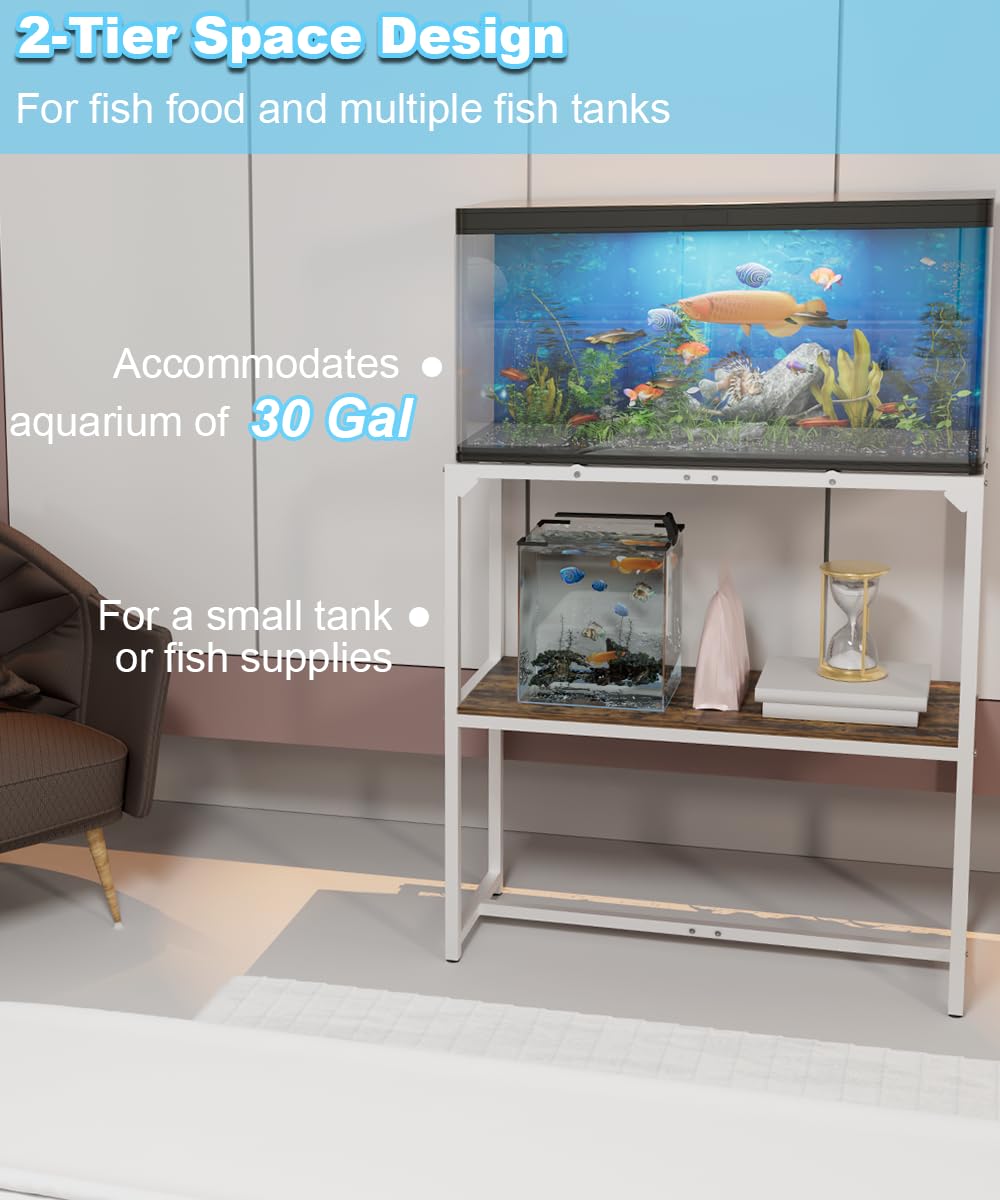 Mondazie 30gal fish tank stand rear detail highlights reinforced joints and durable frame