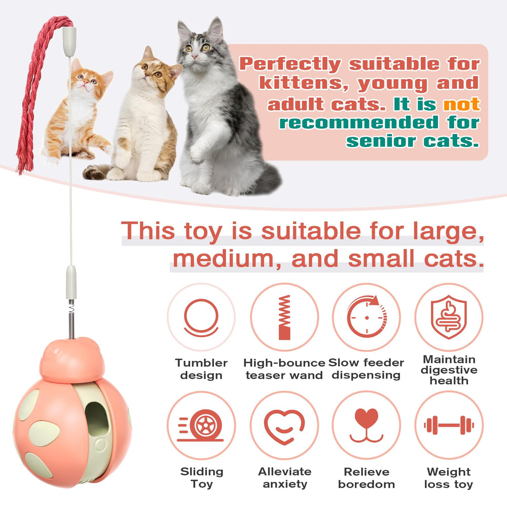 The Monotre cat-treat interactive toy wobble-base demonstrates stability and prevents tipping