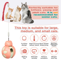 The Monotre cat-treat interactive toy wobble-base demonstrates stability and prevents tipping