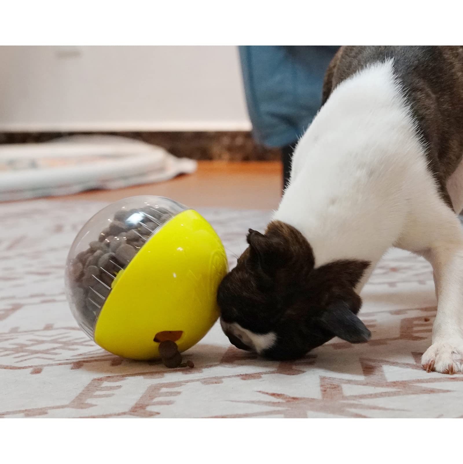 Monotre dog treat ball ABS material offers safe, durable play.