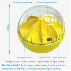 Monotre dog treat ball slow-feed mode controls food flow for mindful snacking.