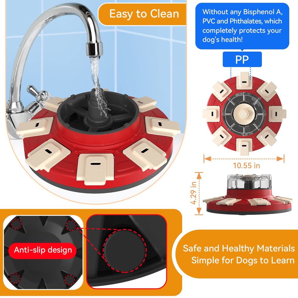 Monotre puzzle toy engages dog during meals and playtime.