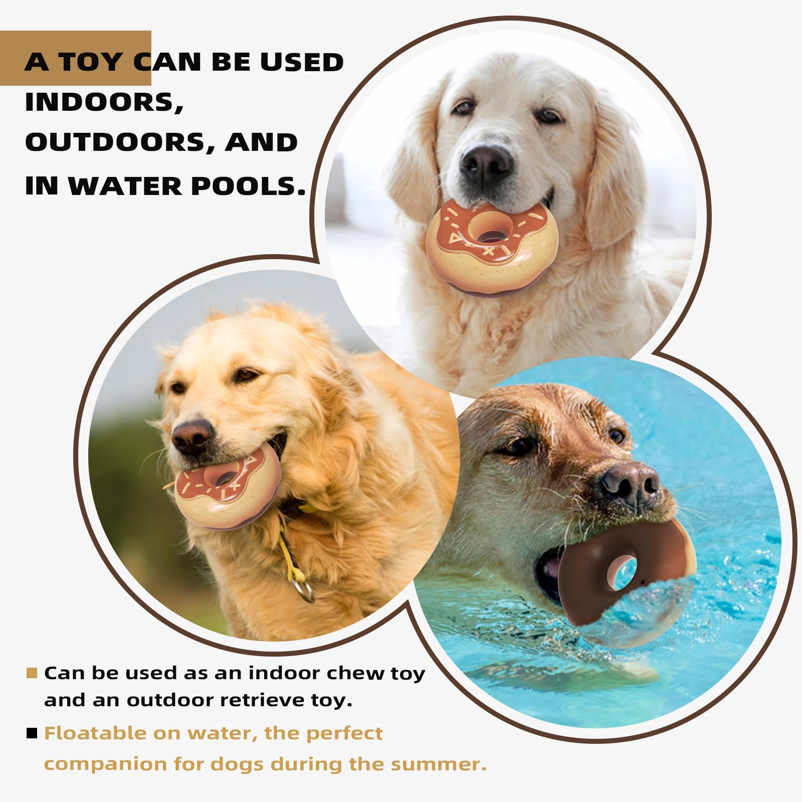 Monotre creamy-flavored donut toy attracts dogs with scent while they exercise