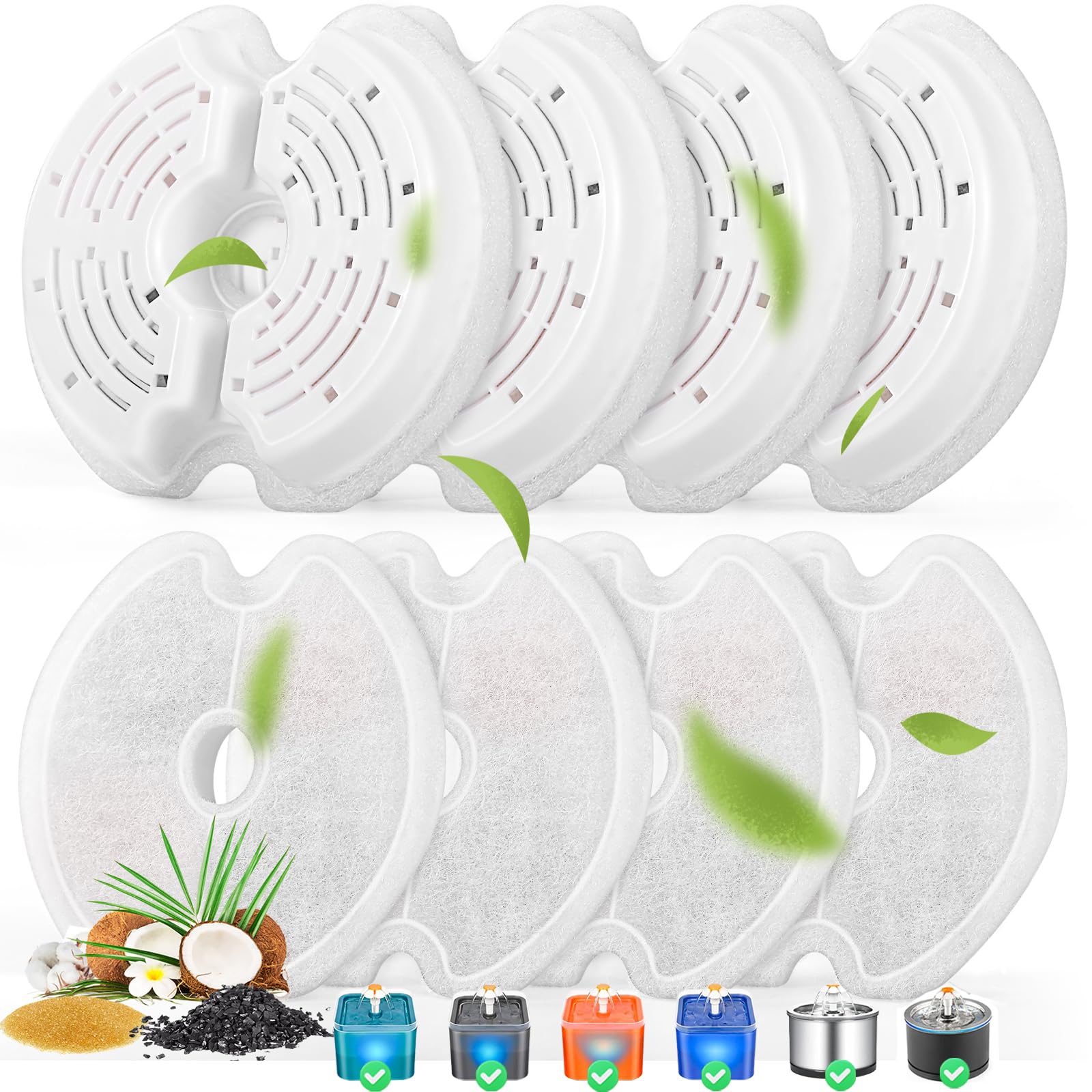 Monsin cat fountain filters 8-pack for easy replacement and fresh water.