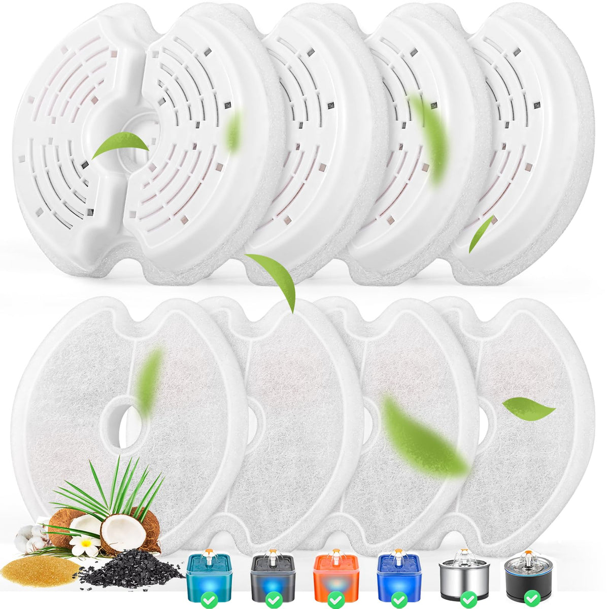 Monsin cat fountain filters 8-pack for easy replacement and fresh water.