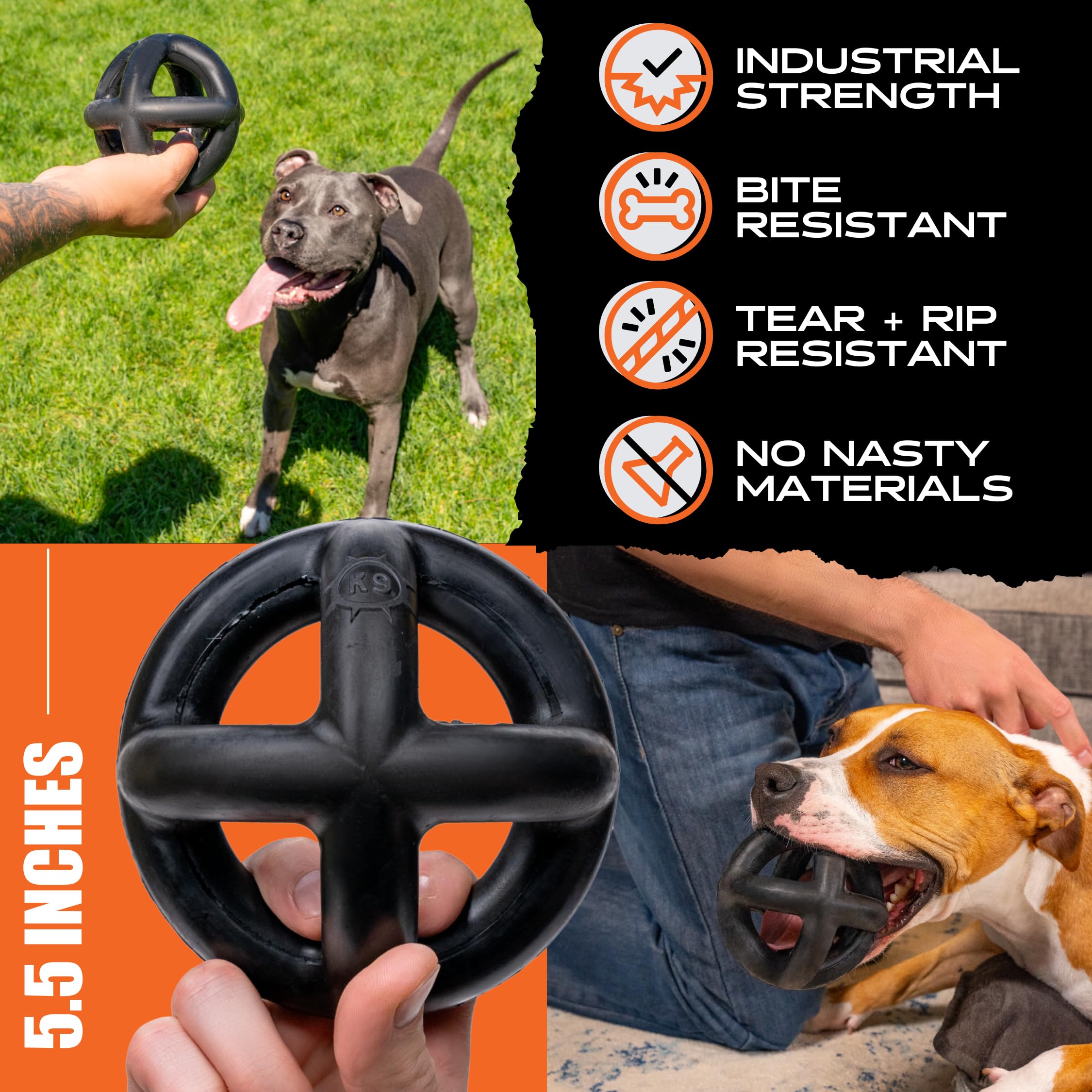 Monster K9 Indestructible Ball fetch outdoors showing long-lasting fun