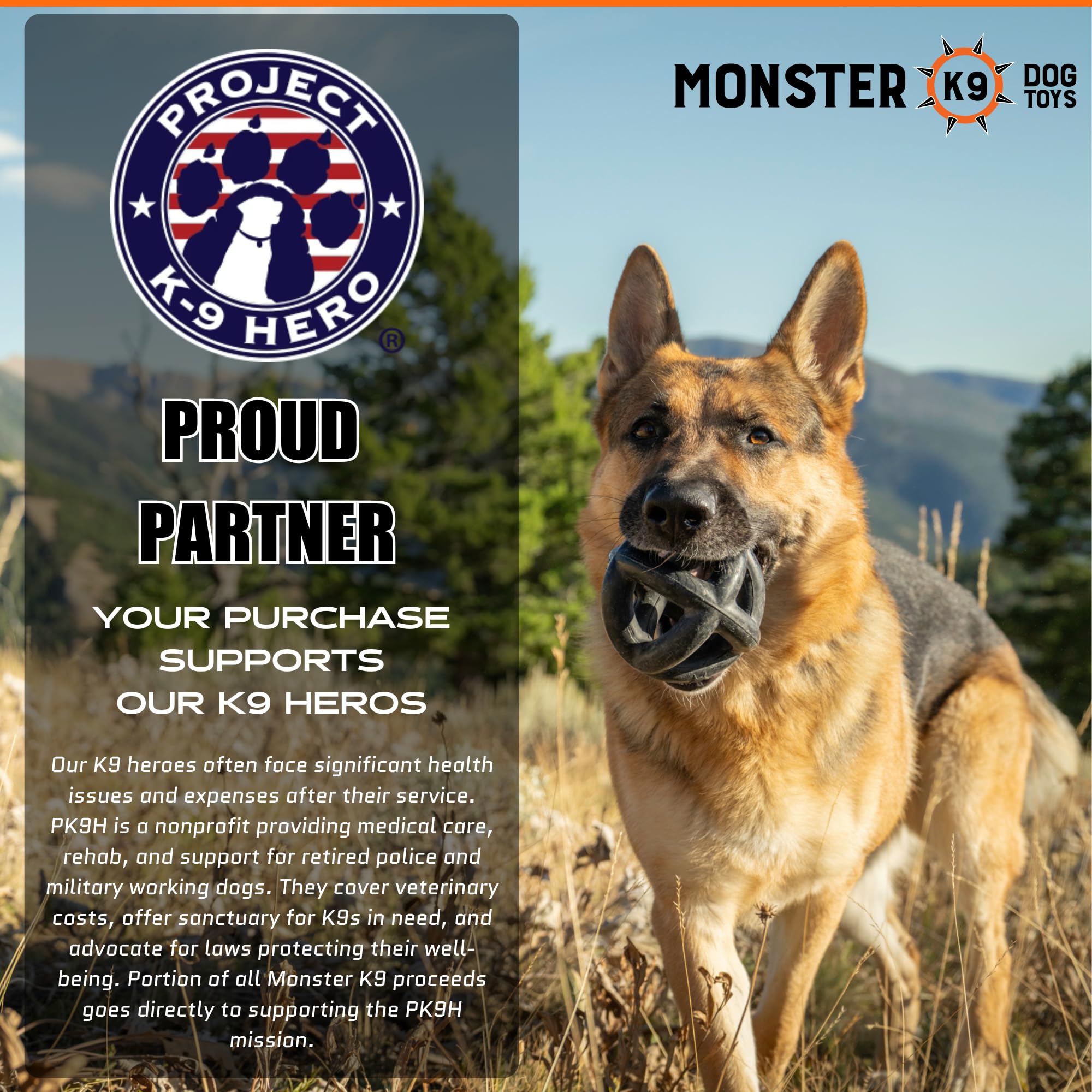 Monster K9 Indestructible Ball natural rubber close-up shows material safety