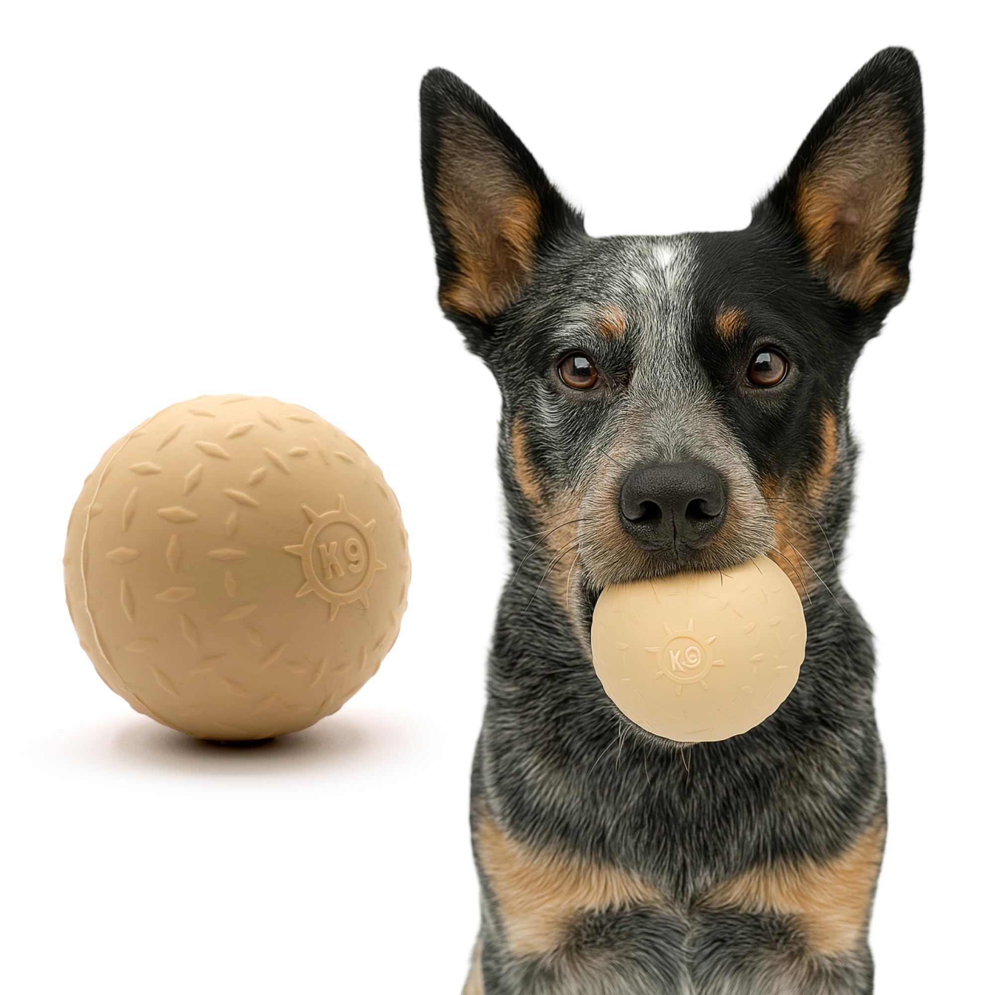 Monster K9 Indestructible Ball orange full view for durable fetch and chew