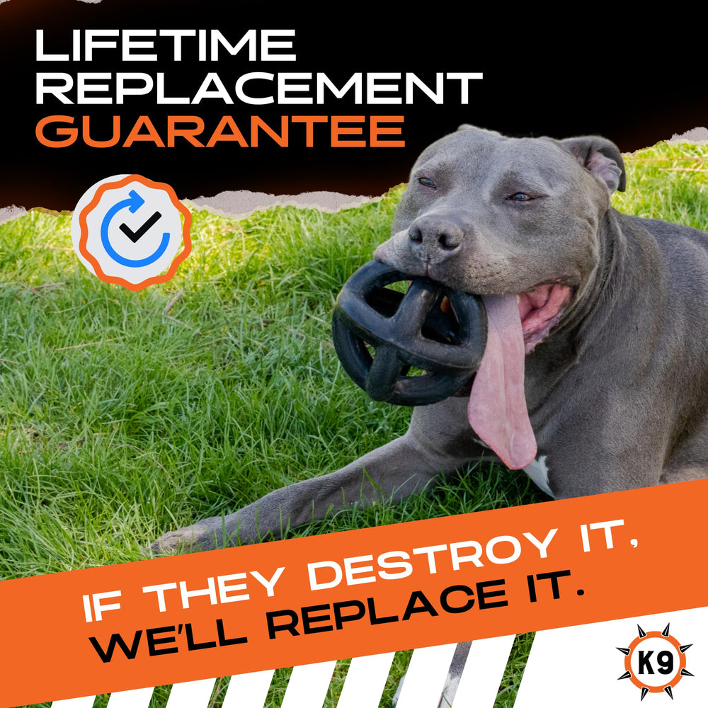 Monster K9 Indestructible Ball side view demonstrates chew resistance