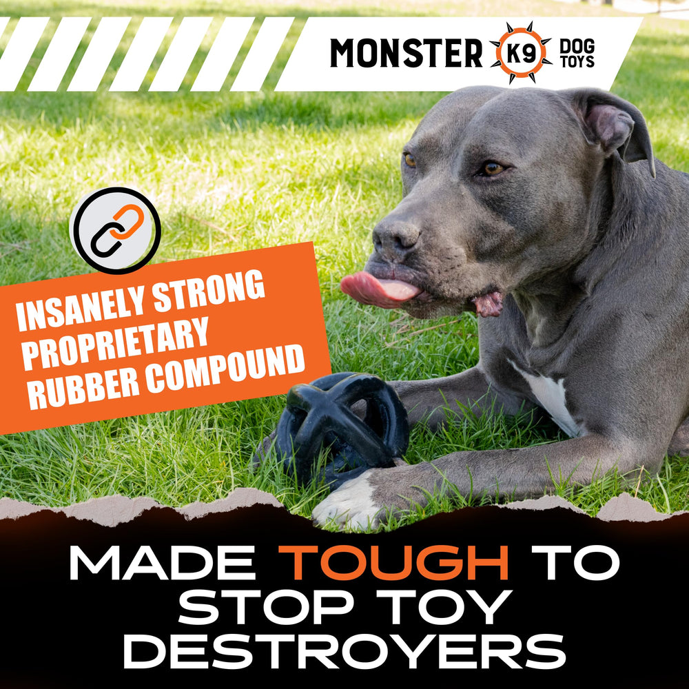 Monster K9 Indestructible Ball tug-action shot highlighting strength