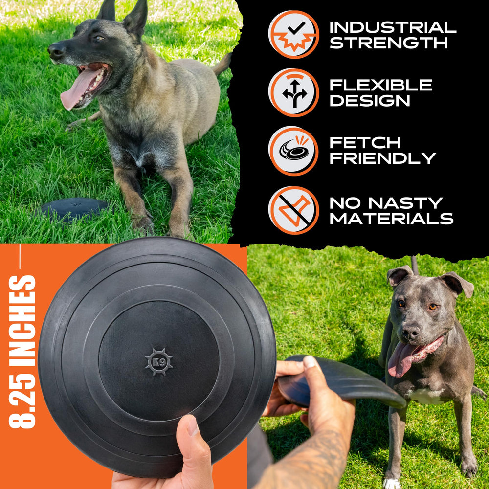 Monster K9 Indestructible Flying Disc during fetch-session demonstrates long-lasting durability