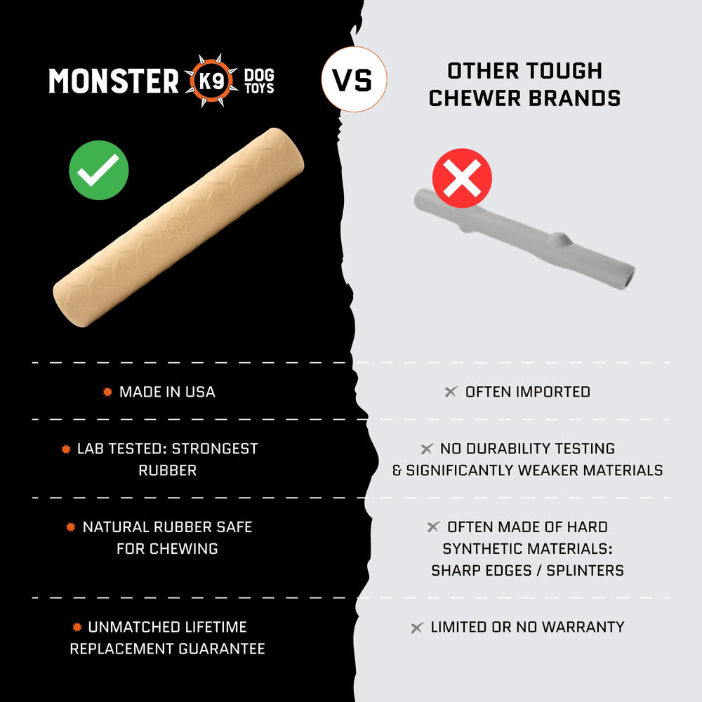 Monster K9 Indestructible Natural Series Chew Stick 9x2 size for medium to large dogs