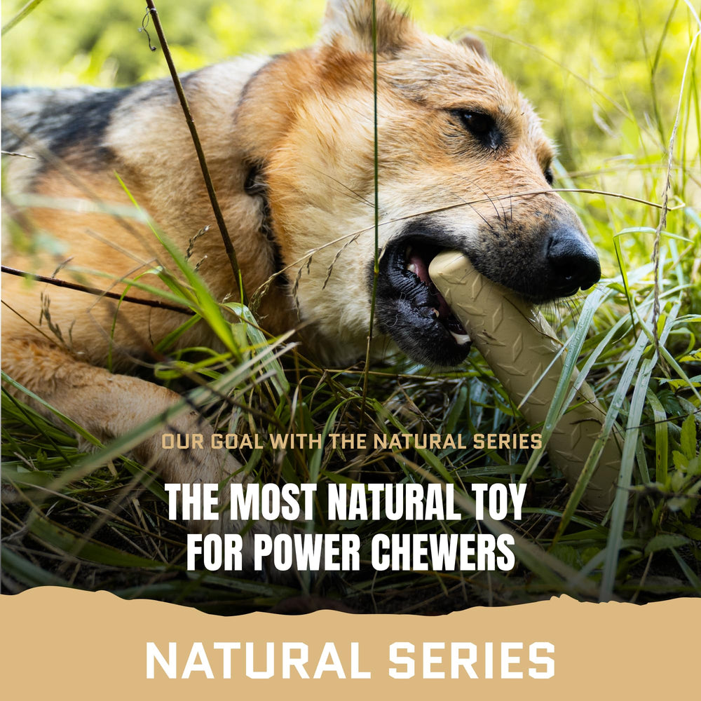 Monster K9 Indestructible Natural Series Chew Stick solid-core durability emphasized in image