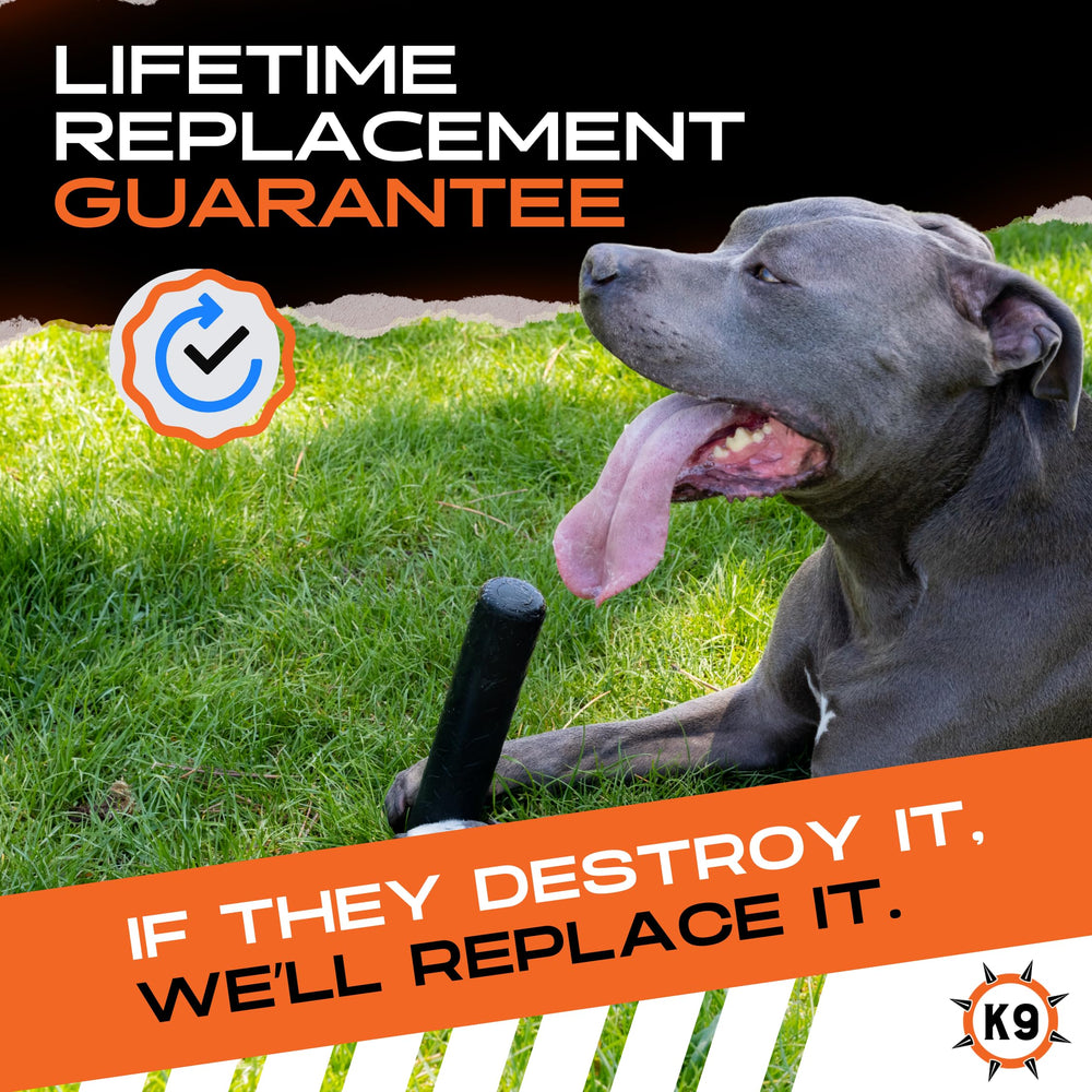 Monster K9 Indestructible Stick Dog Toy close-up emphasizes dishwasher-safe cleaning for quick maintenance.