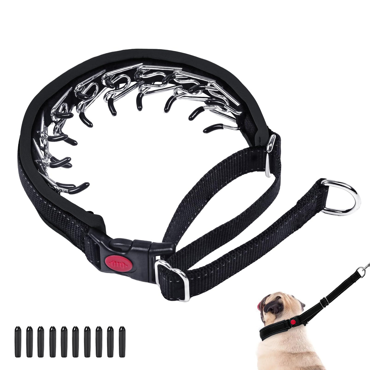 Monstoyo martingale collar front view highlights durable nylon and camouflage for reliable daily training