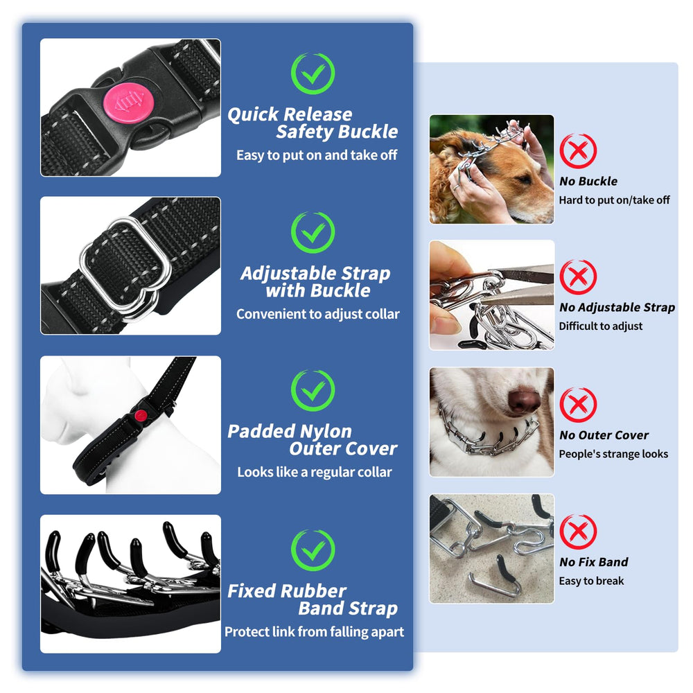 Monstoyo no pull collar stainless links image showcases sturdy construction for strong dogs