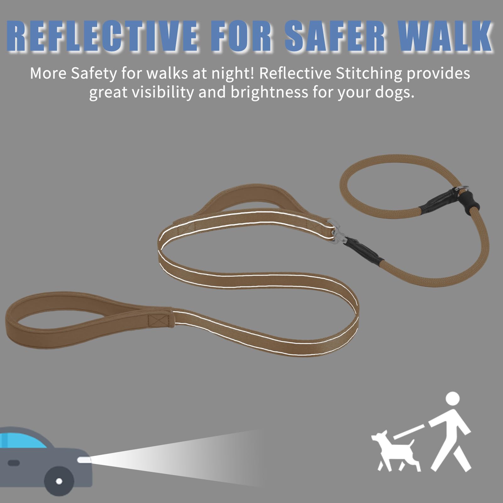 Monstoyo Slip Lead khaki color for stylish daily dog walking
