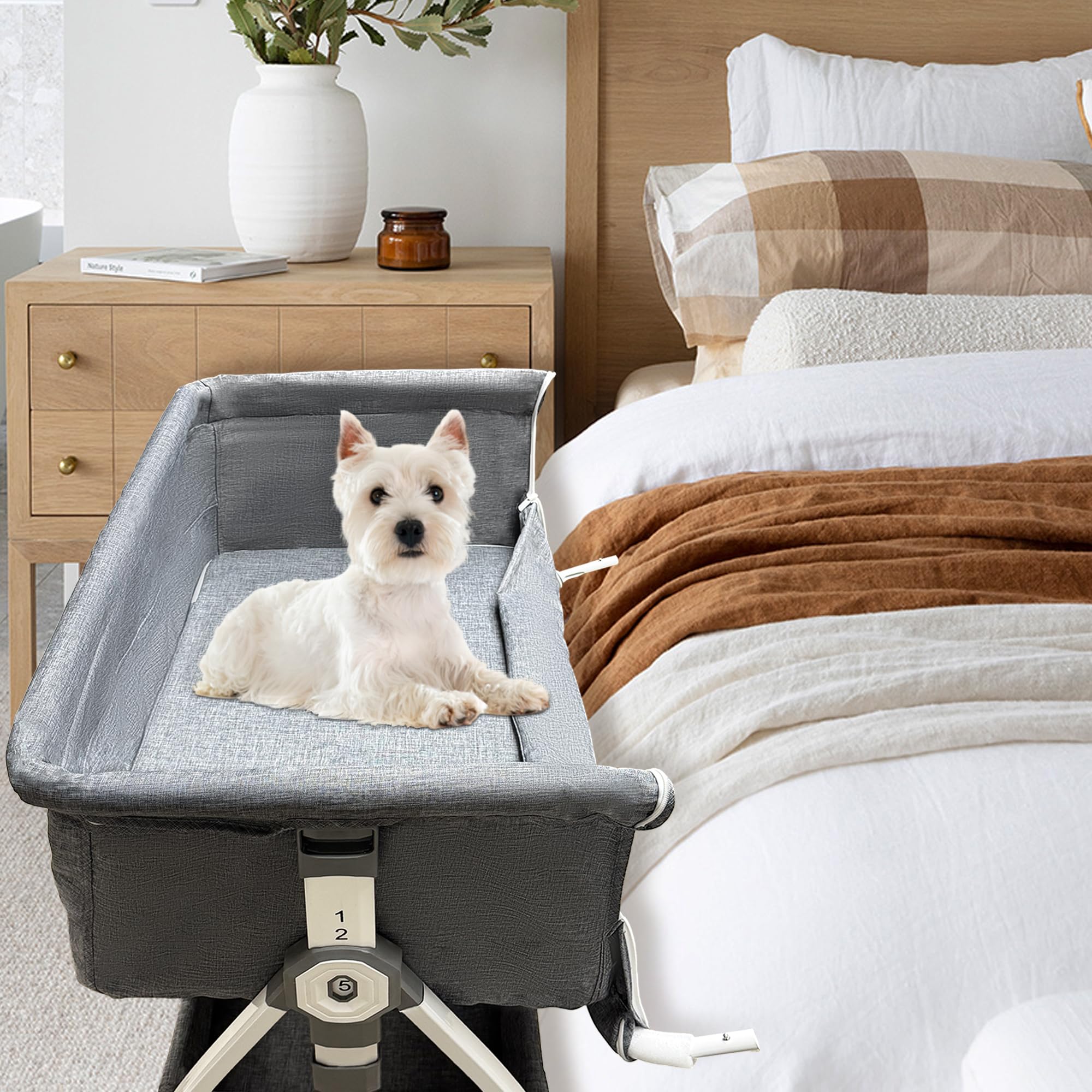 Montex bedside cosleeper metal frame provides sturdy support for secure, calm resting