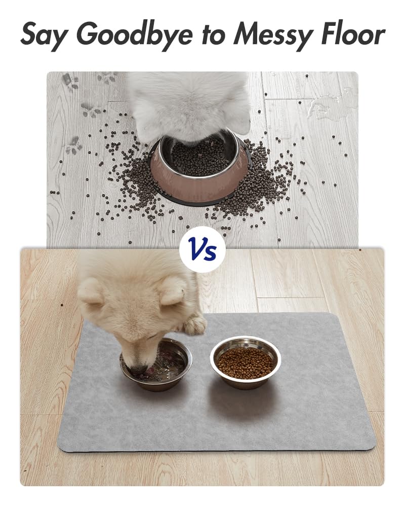 MontVoo feeding mat with non-slip backing keeps bowls stable.