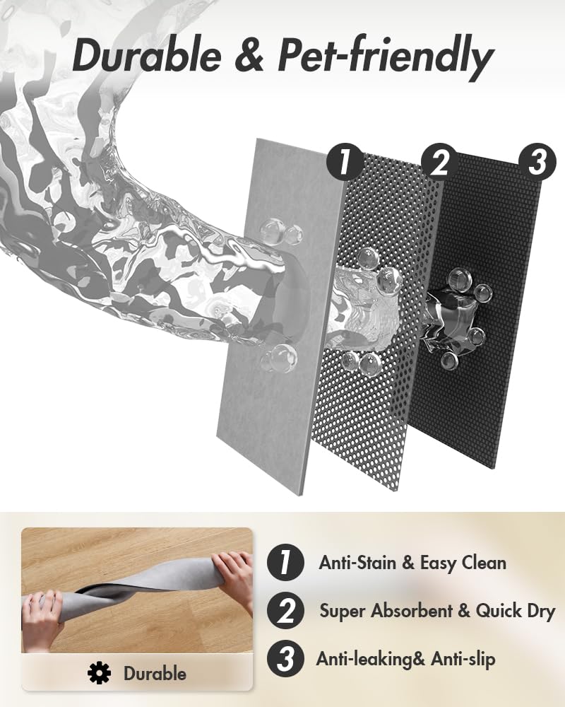 MontVoo mat sits smoothly under an automatic feeder.