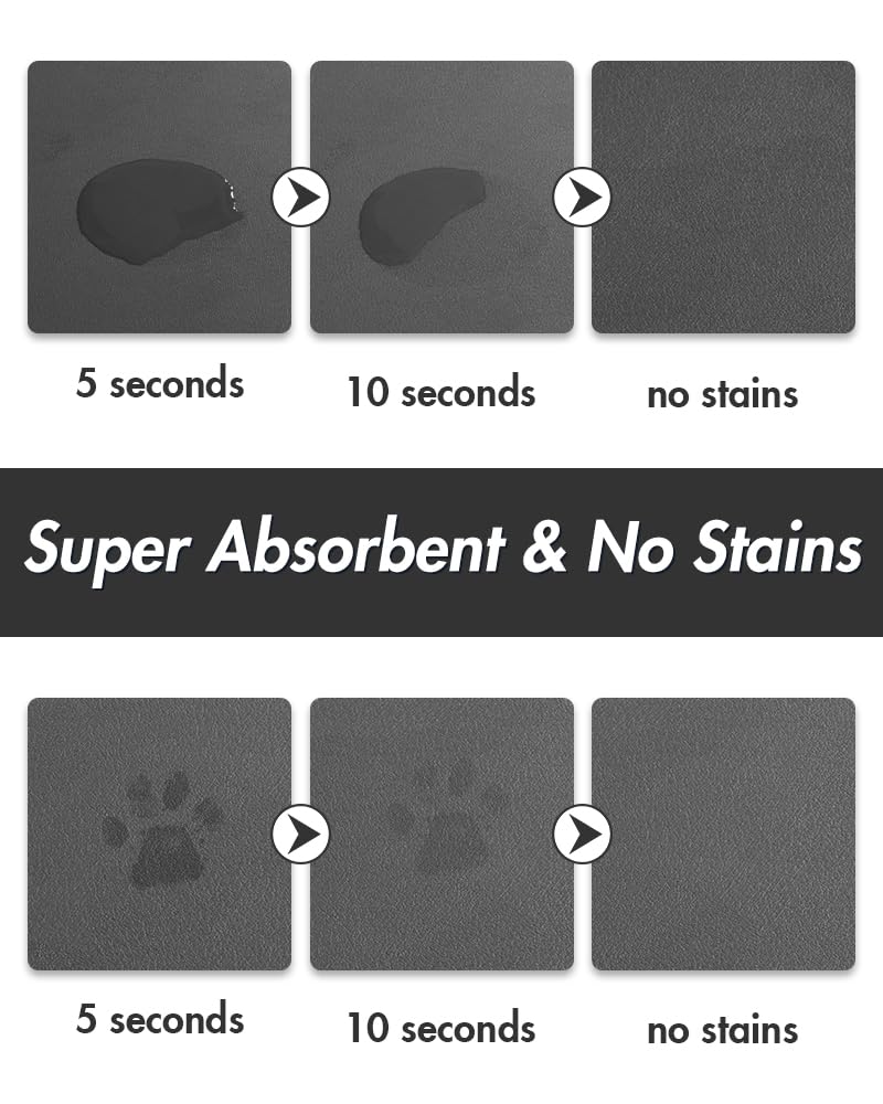 MontVoo pet mat with non-slip backing keeps bowls steadier during meals.