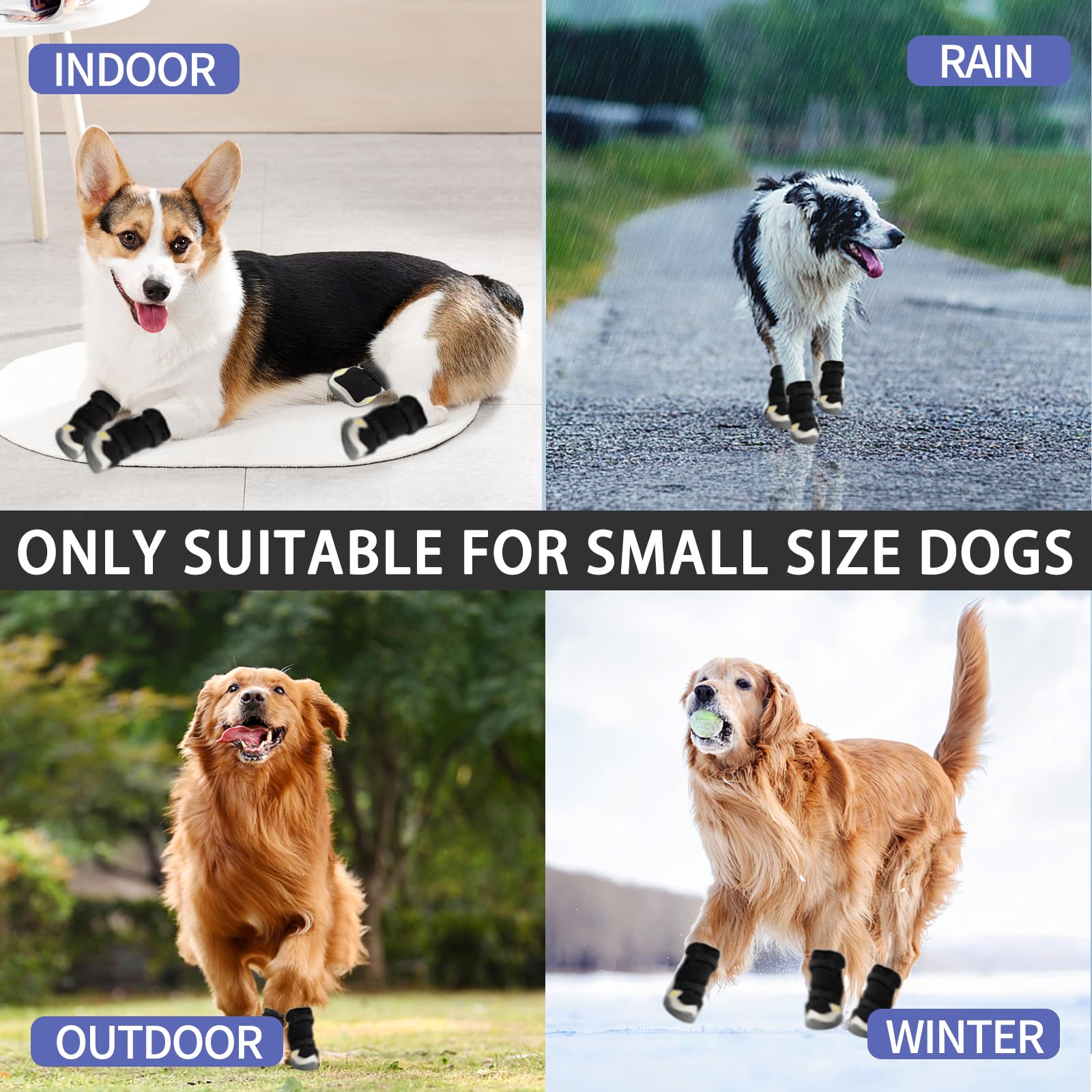 MOOB dog shoes paw-embroidery adds cute durable detail on the bootie.
