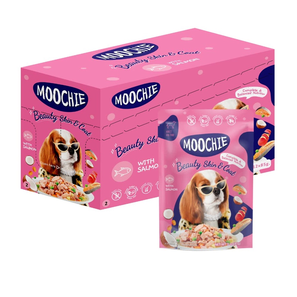 MOOCHIE skin-coat-salmon-pouch boosts omega-3 for a healthier coat