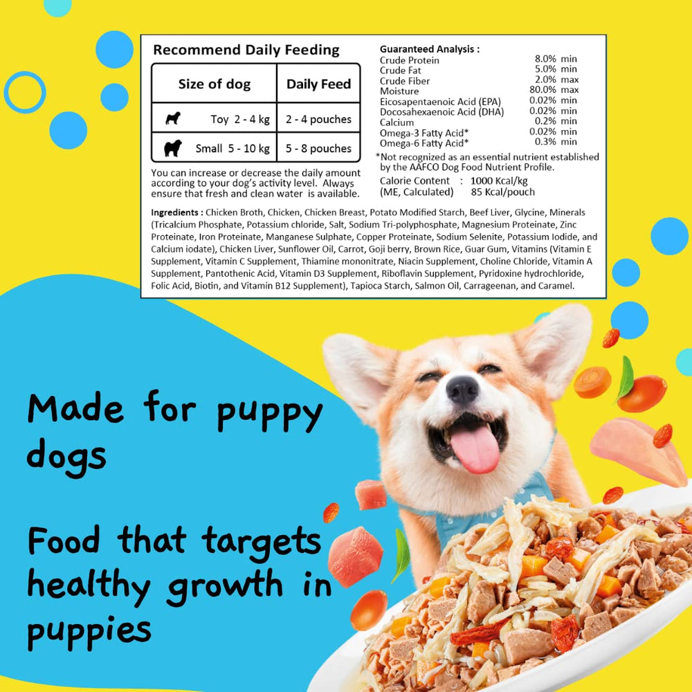 MOOCHIE Soft Puppy Wet Food beef chunks bowl boosts protein-rich meals.