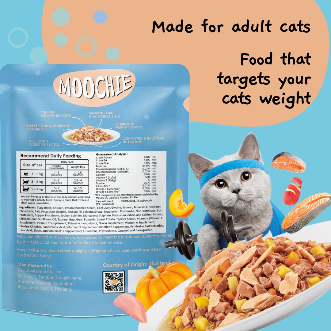 MOOCHIE minced-salmon-chicken-lamb wet cat food for balanced nutrition for adult cats