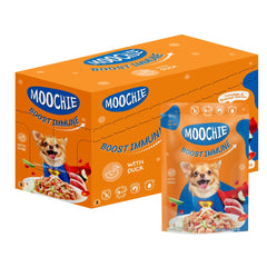 MOOCHIE wet-dog-food for small-breed ducks with cranberry in a convenient pouch for daily meals.