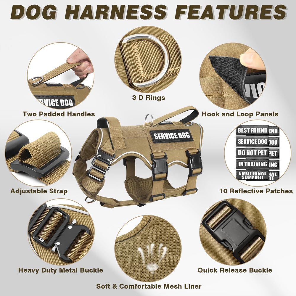 MOOGROU durable dog harness metal shoulder buckles for reliability
