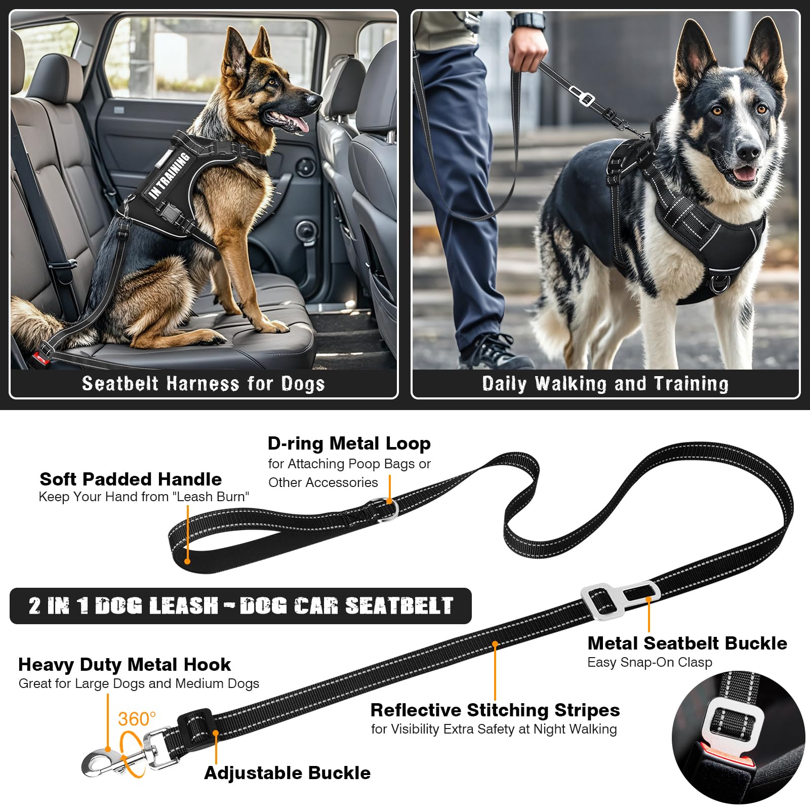 MOOGROU harness reflective strips visible for safer night walking