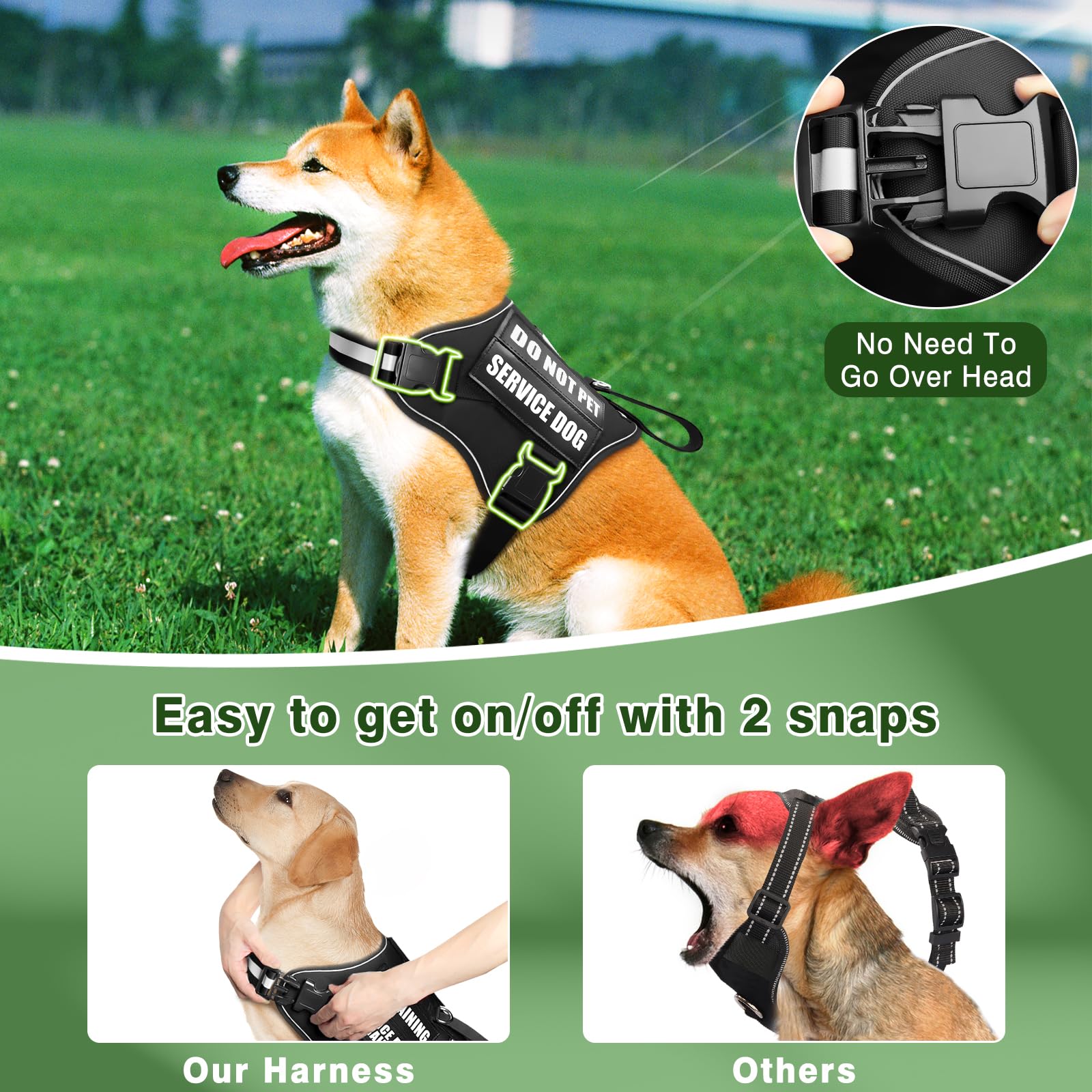 MOOGROU service dog leash with soft padded handles for comfortable walks