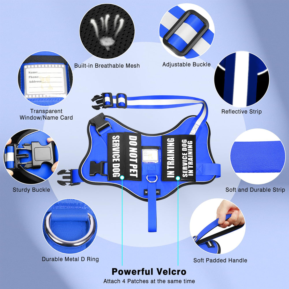 Soft padded handle on MOOGROU harness provides gentle grip during control.
