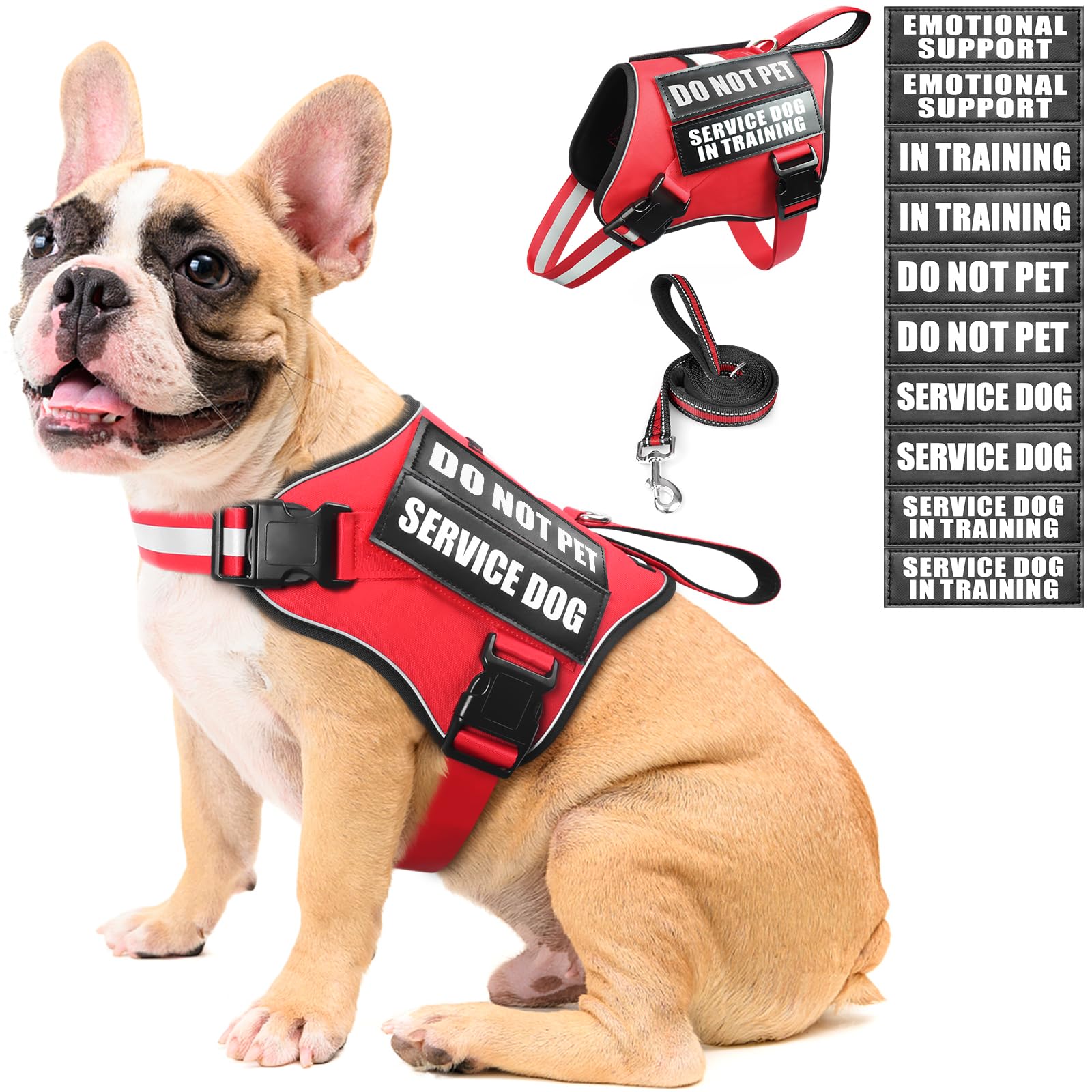 MOOGROU service dog vest harness red with secure fit for training
