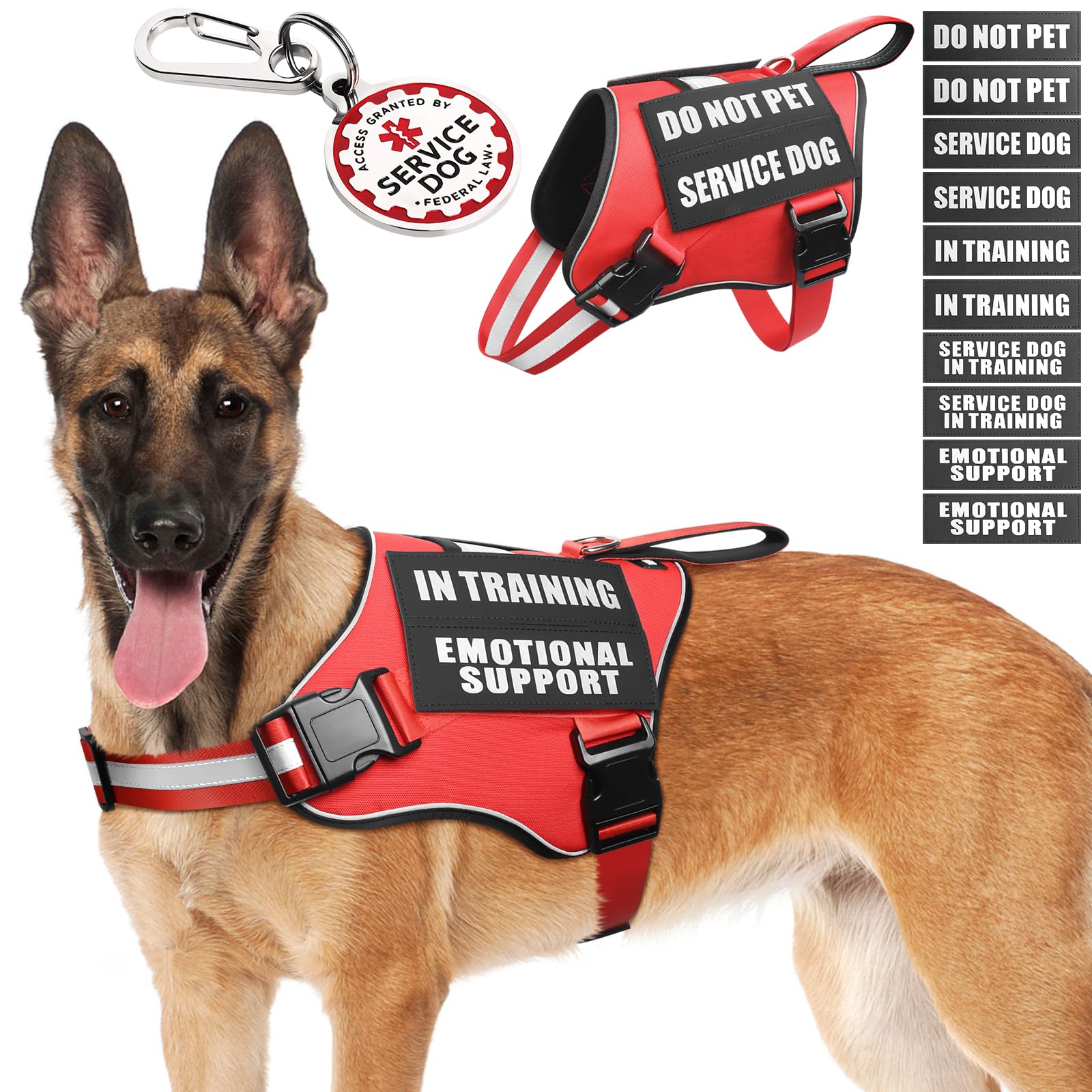 MOOGROU service dog vest harness with quick-release buckles for easy on/off.