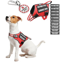 MOOGROU service dog vest packaging highlights complete set for quick training setup.