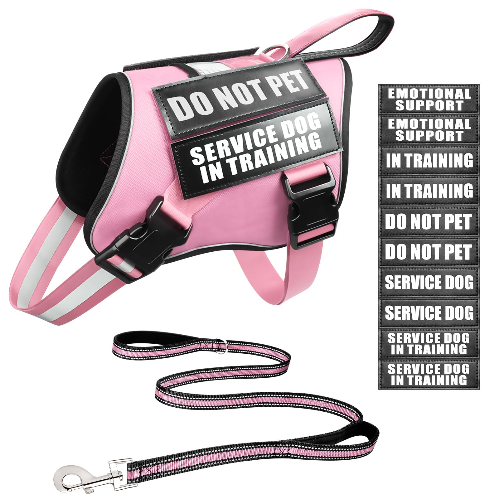 MOOGROU service dog vest pink S full set for easy training and everyday outings.