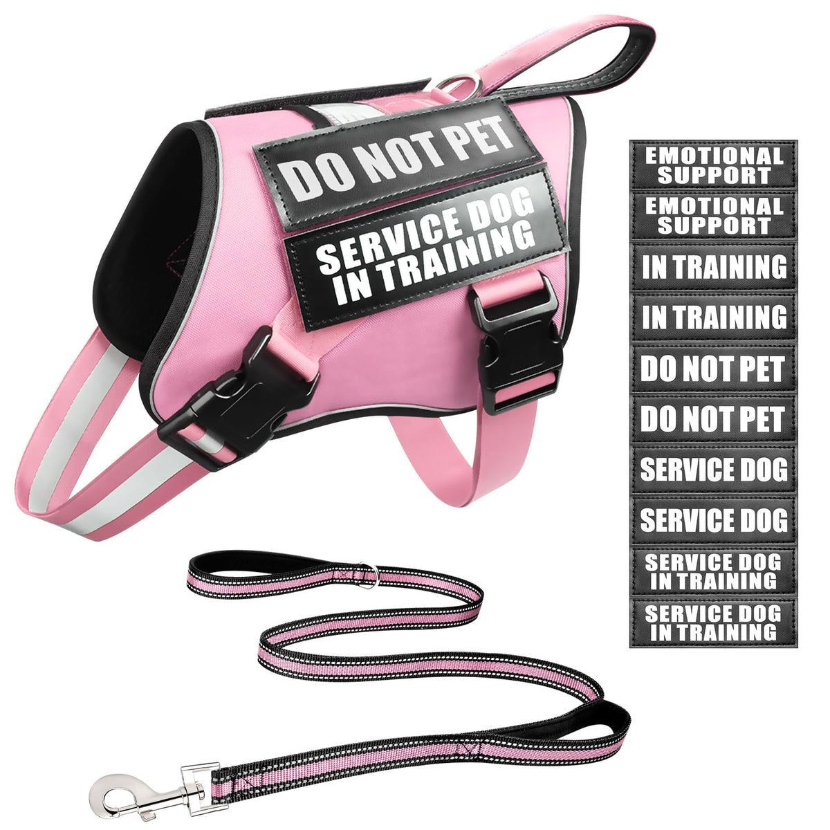 MOOGROU service dog vest pink S full set for easy training and everyday outings.