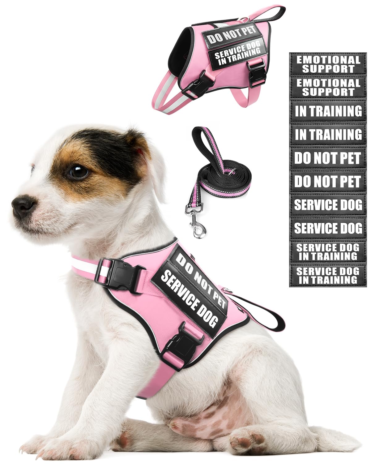 MOOGROU service dog vest pink XS worn on a small dog for daily safety