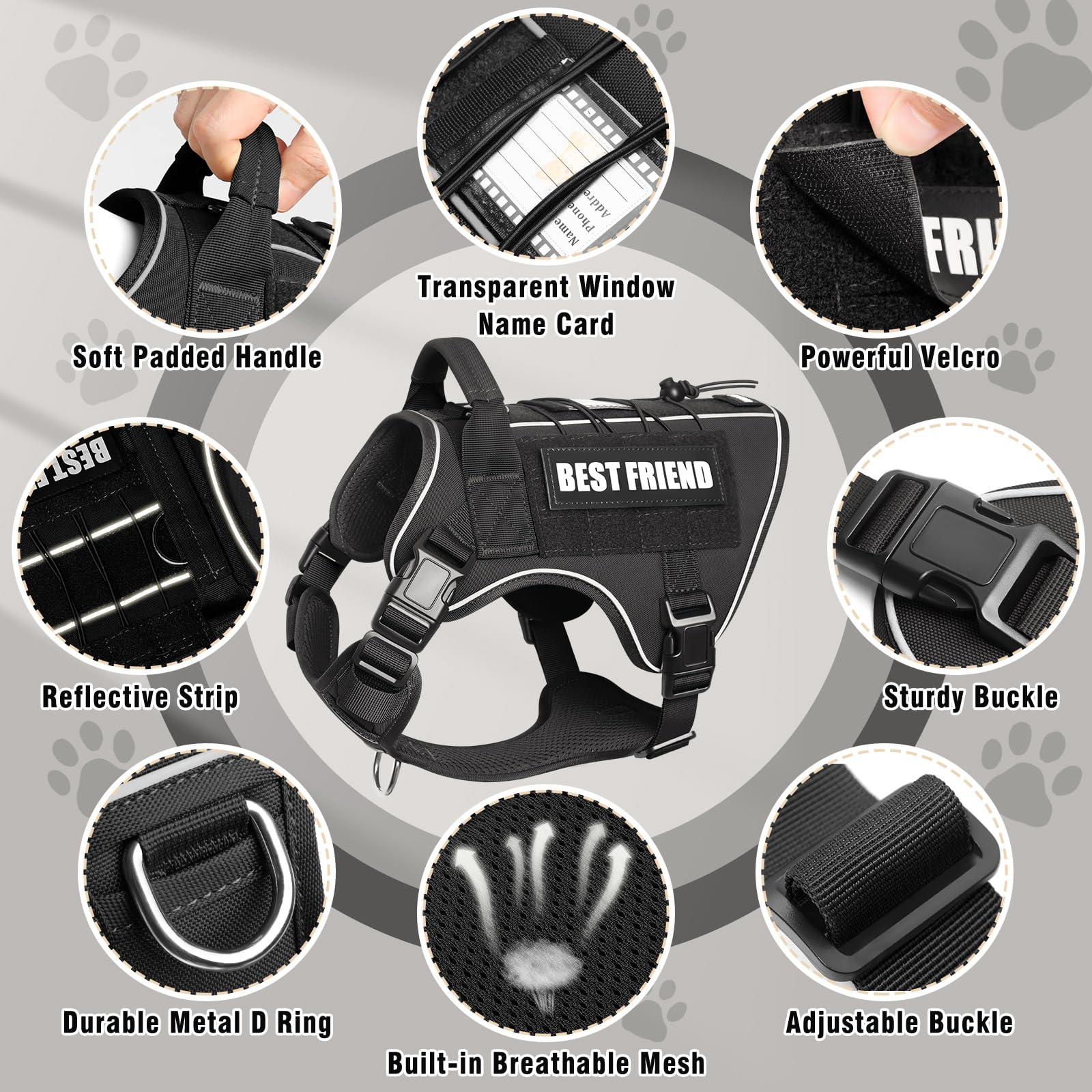 MOOGROU harness with D-rings for reliable leash setup