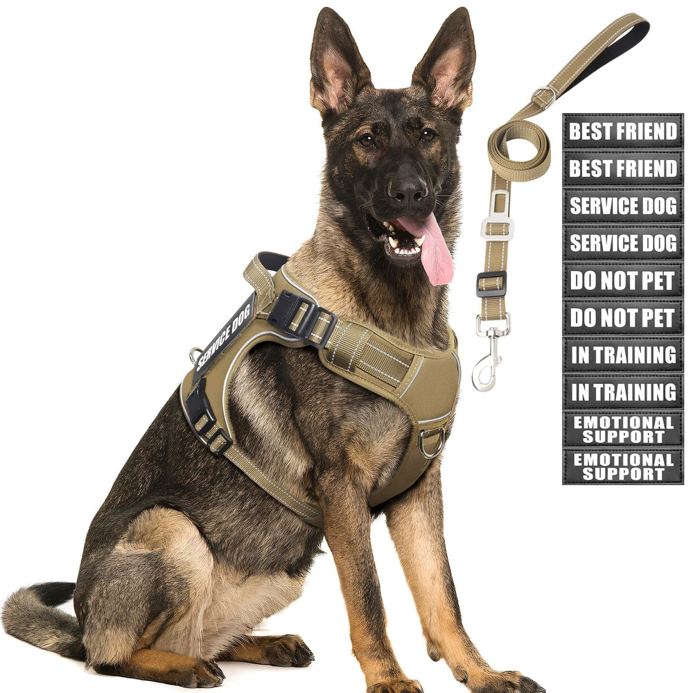 MOOGROU tactical dog harness with padded back handle for control during training